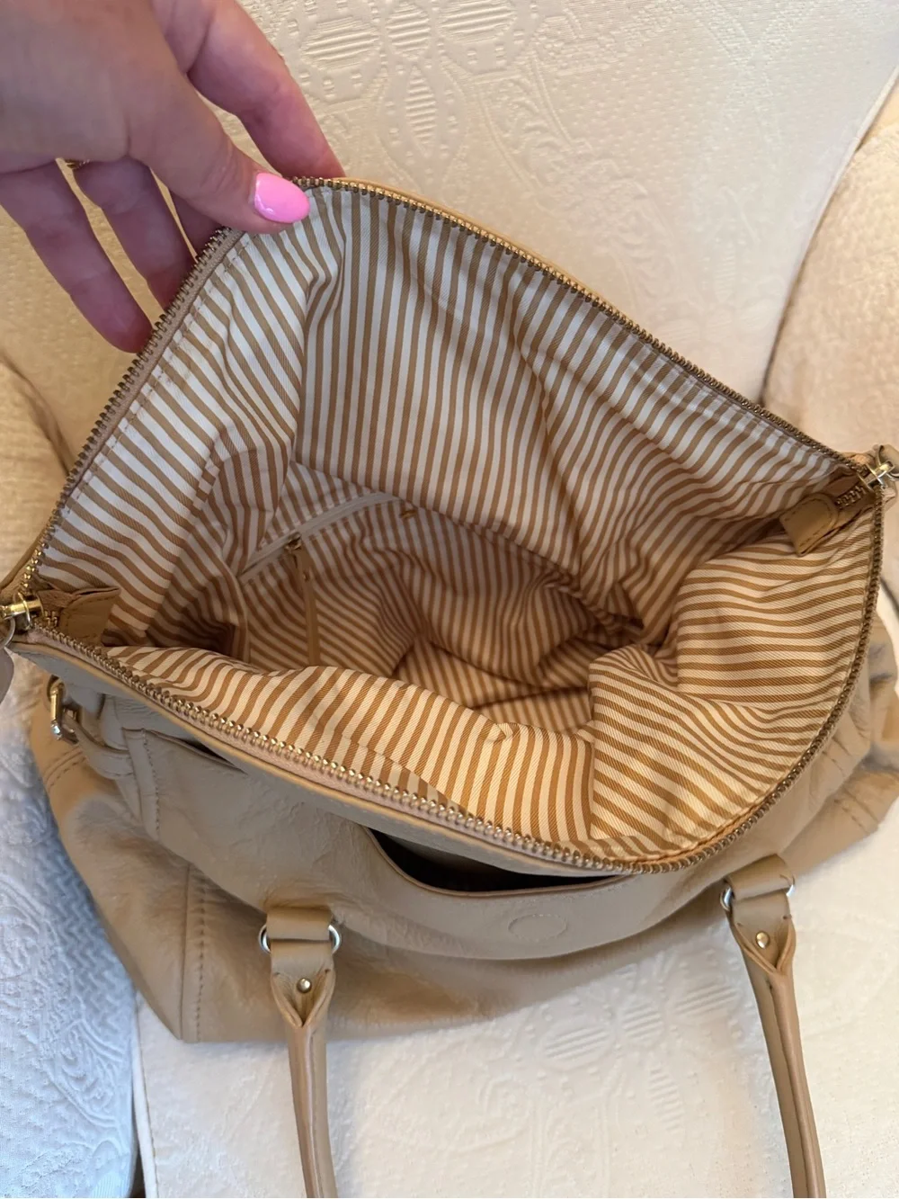 kate spade New York Tan Leather Shoulder Bag with Top Handles